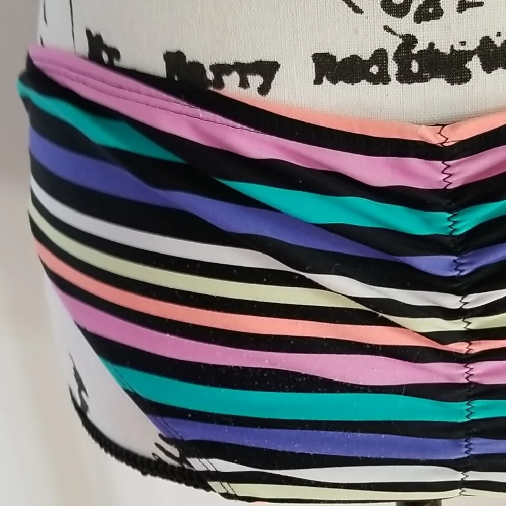 Hot Water Multicolored  Striped Bikini Bottom